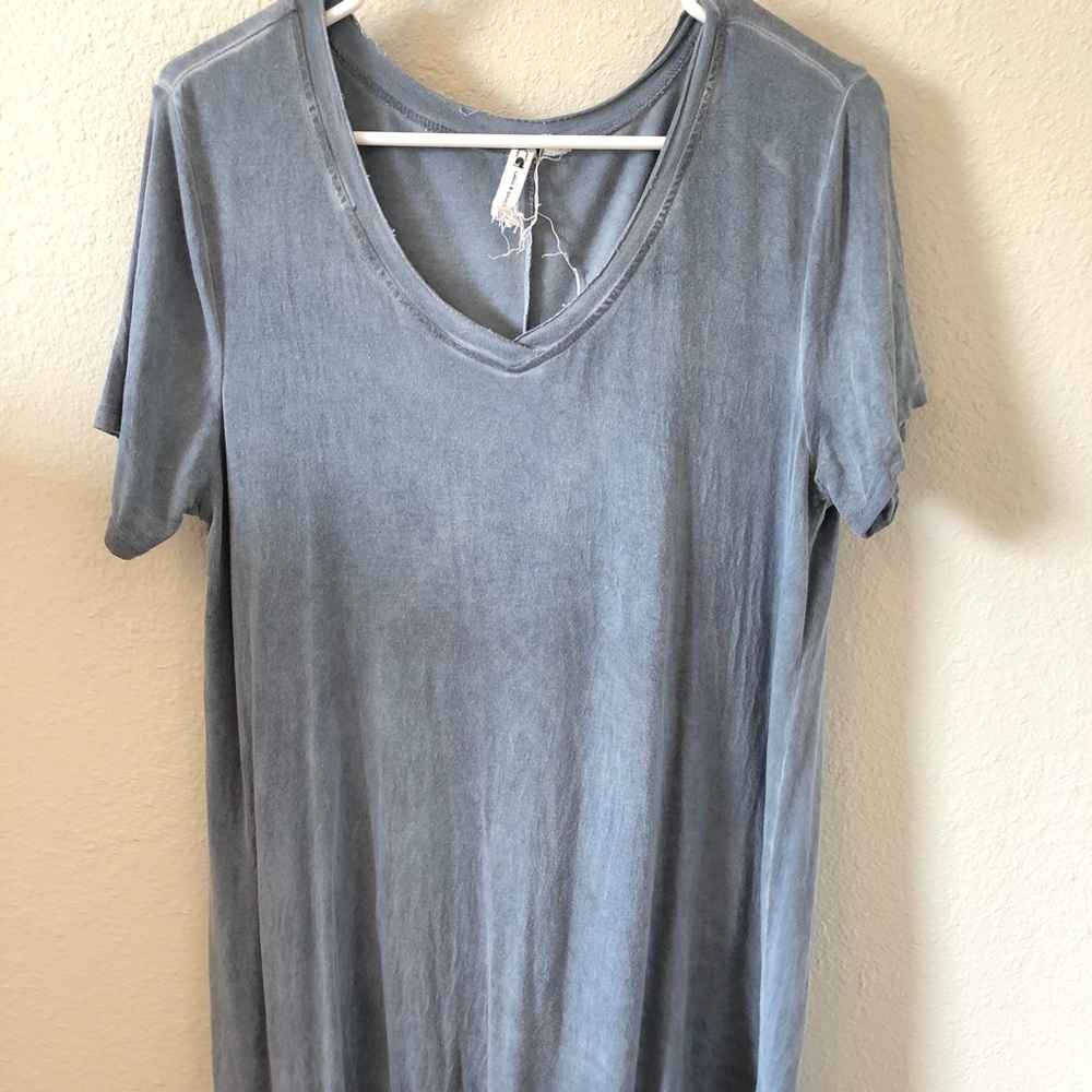 Grey/Blue Cable and Gauge Flowy Tunic